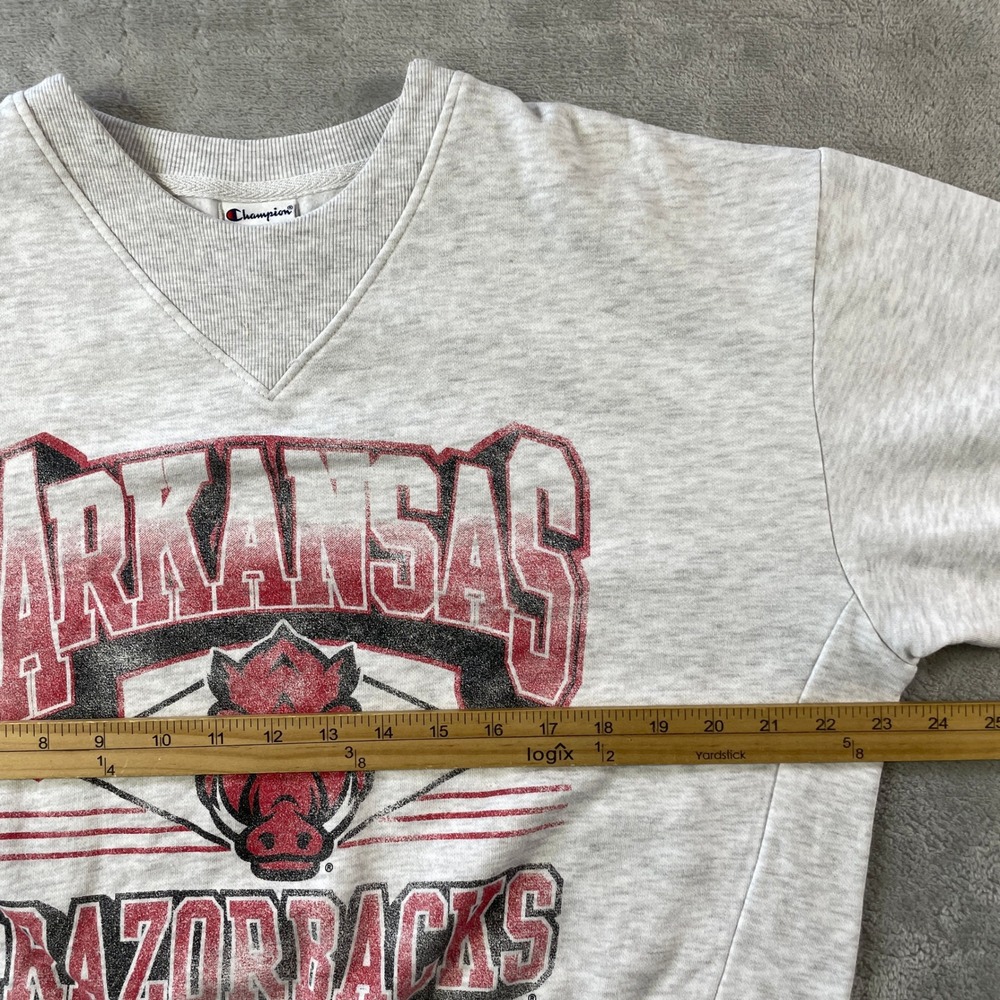Arkansas Razorbacks Sweatshirt Champion Womens Medium Gray V Neck NCAA College - Picture 4 of 9